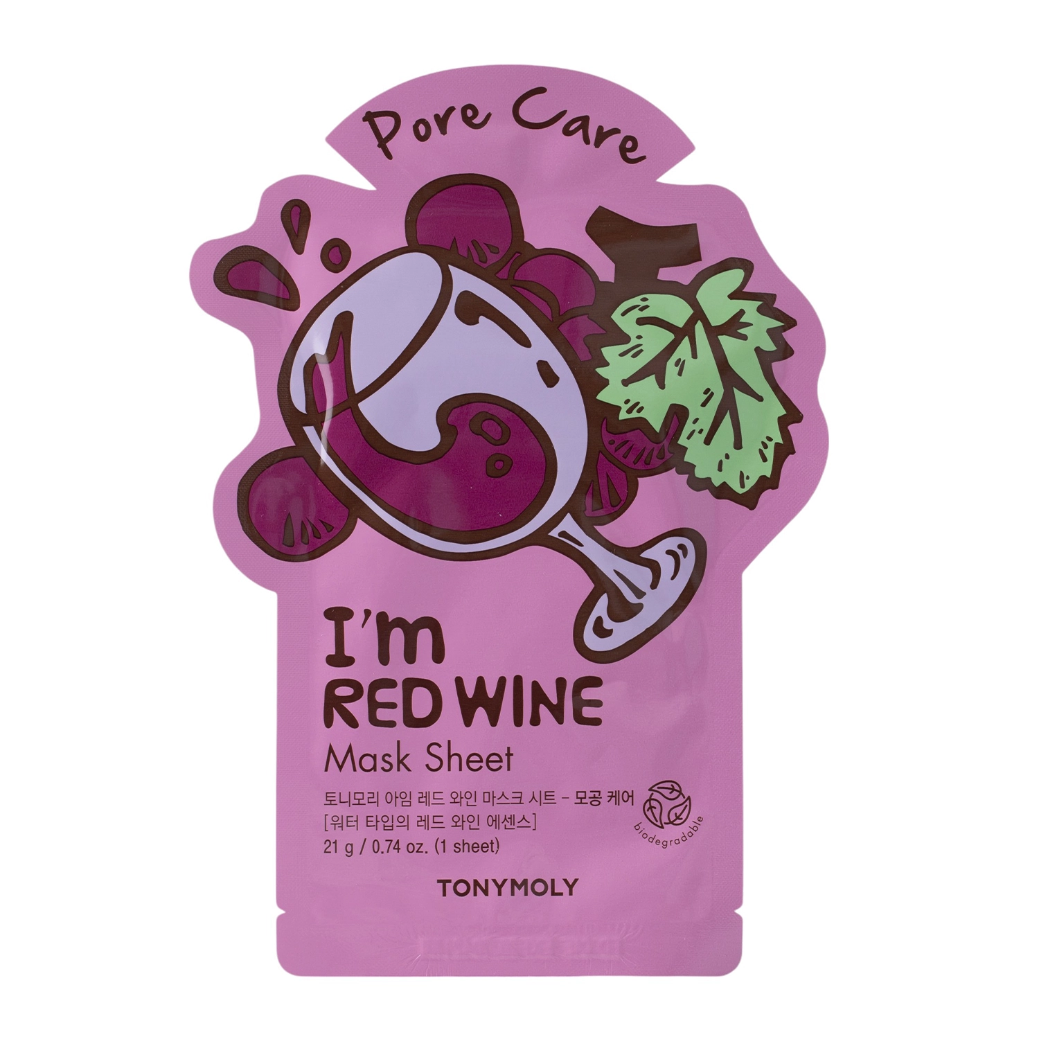 TonyMoly - I`m Real Red Wine Mask Sheet Pore Care - Omladzujúca plátienková maska - 1ks / 21ml